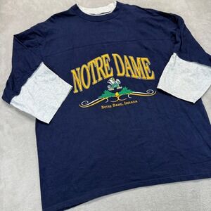 Vintage Notre Dame Fighting Irish Shirt Men XXL Blue T-Shirt College NCAA 90 USA
